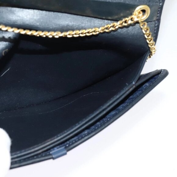 Christian Dior Trotter Canvas Chain Shoulder Bag Navy Gold Auth 125985 - Picture 12 of 16